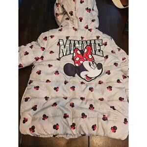Minnie Mouse Sz 4T full zip Fleece Lined winter Coat with Minnie ears
